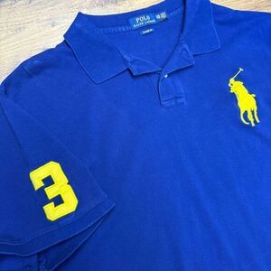 Polo by Ralph Lauren Men’s Royal Blue Polo Shirt with Yellow Logo